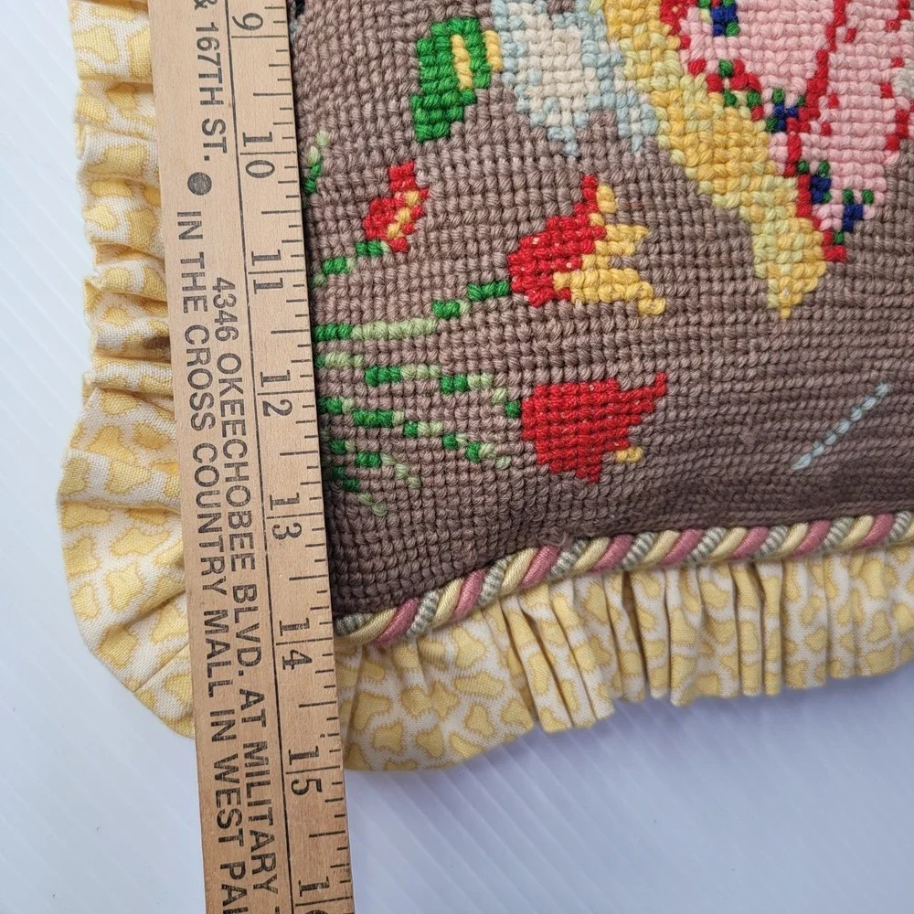 Vintage 2 Girls with Umbrella Needlepoint Pillow 13